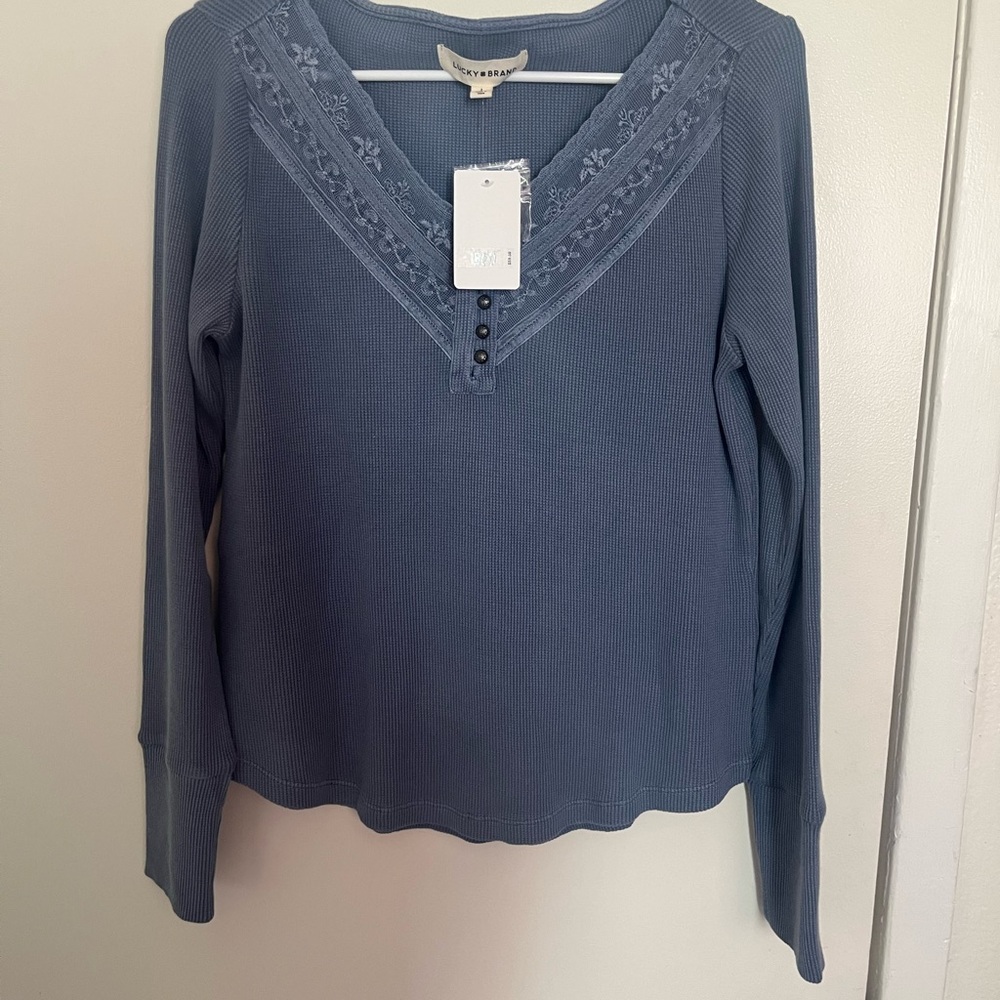 Free People Blue Long Sleeve Top